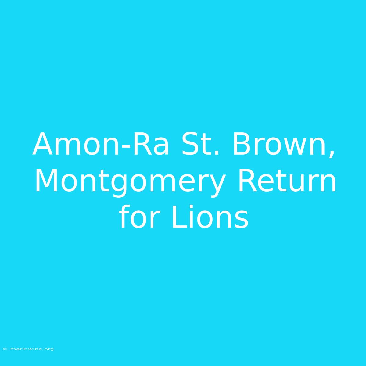 Amon-Ra St. Brown, Montgomery Return For Lions