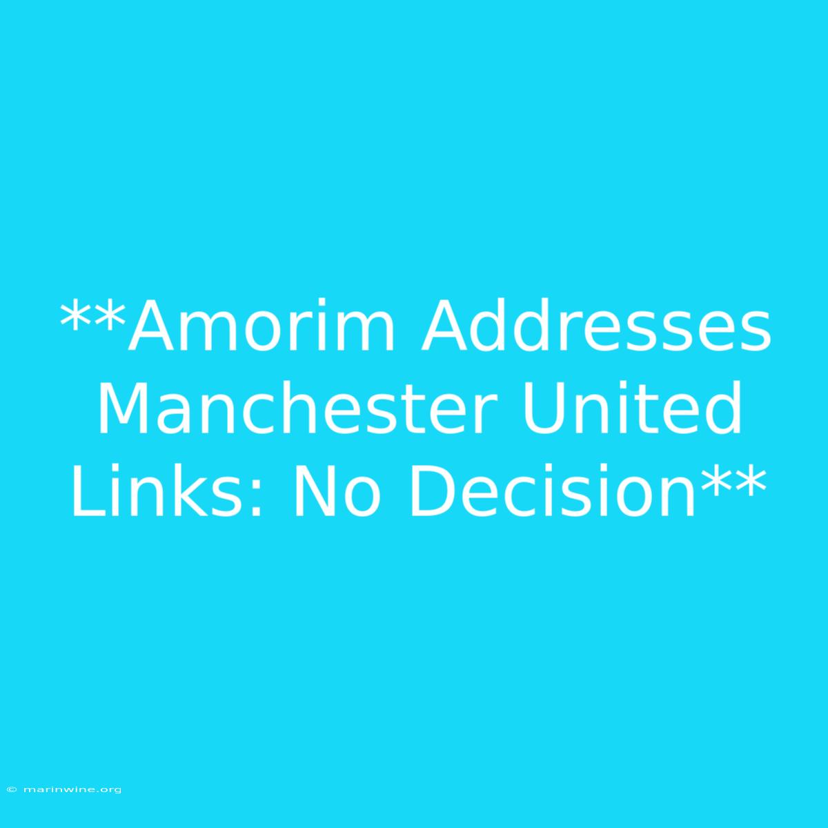 **Amorim Addresses Manchester United Links: No Decision** 