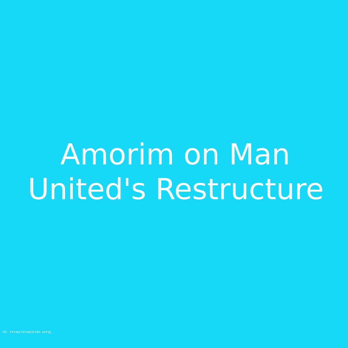 Amorim On Man United's Restructure