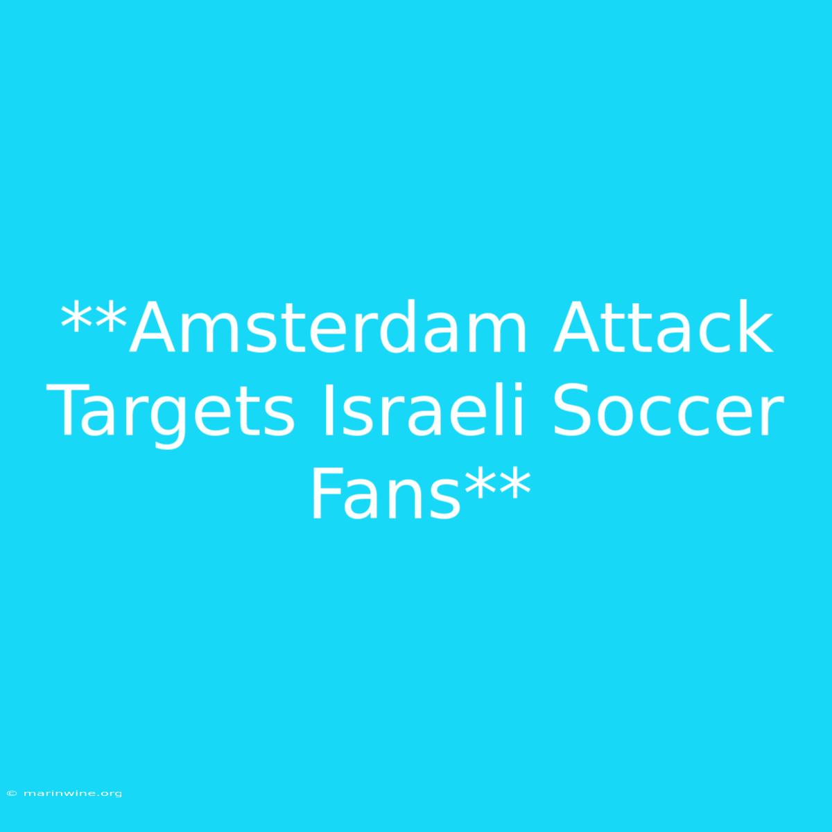 **Amsterdam Attack Targets Israeli Soccer Fans**