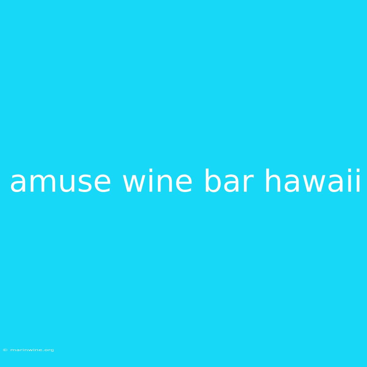 Amuse Wine Bar Hawaii