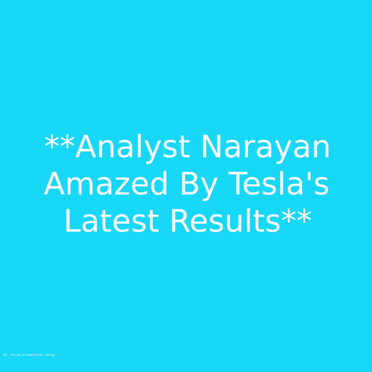 **Analyst Narayan Amazed By Tesla's Latest Results**