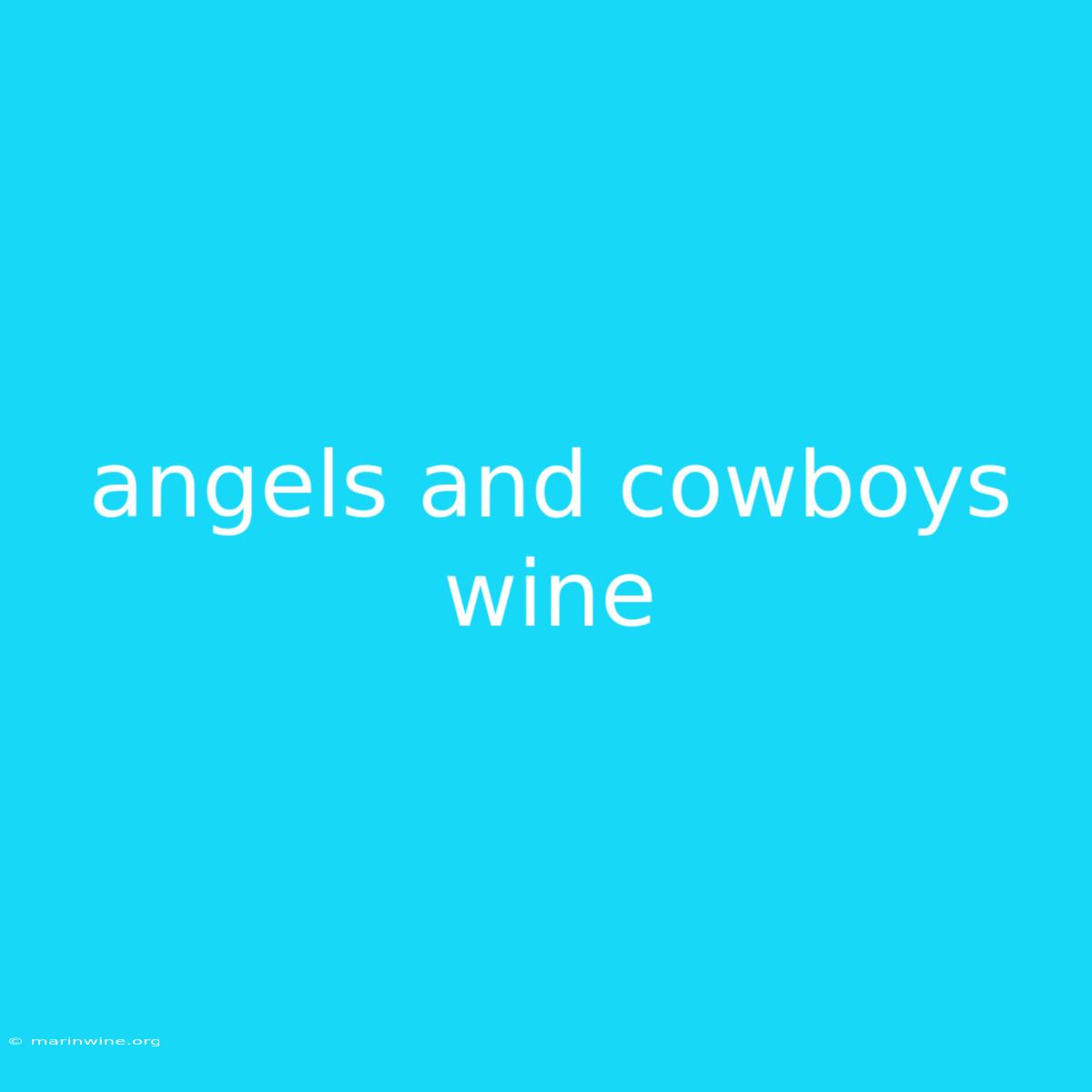 Angels And Cowboys Wine