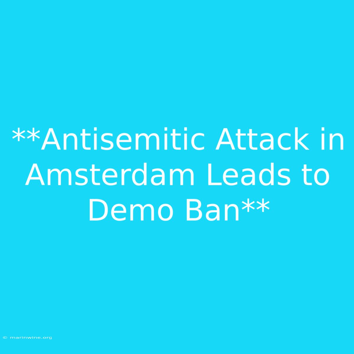 **Antisemitic Attack In Amsterdam Leads To Demo Ban**