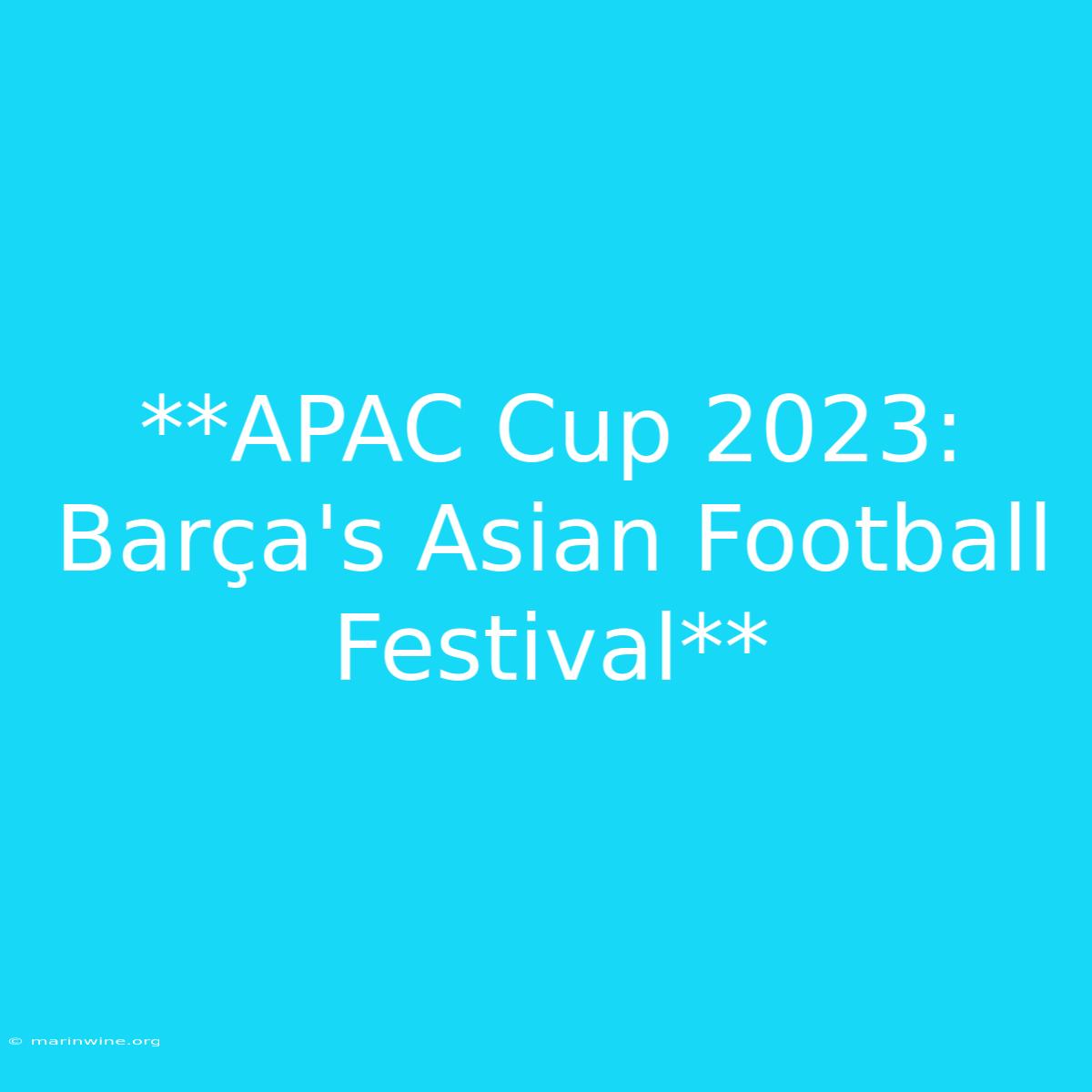 **APAC Cup 2023: Barça's Asian Football Festival**