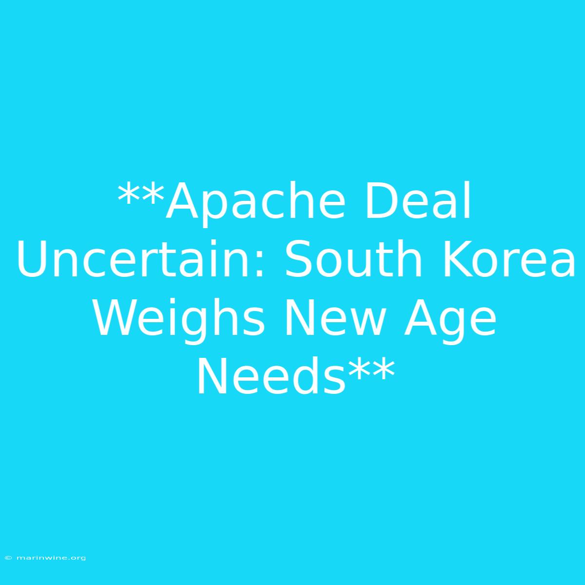 **Apache Deal Uncertain: South Korea Weighs New Age Needs** 