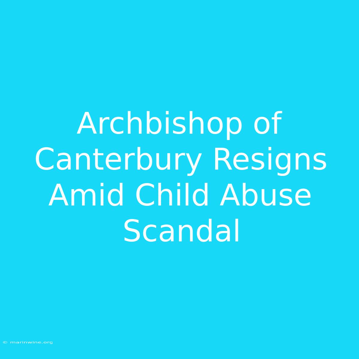 Archbishop Of Canterbury Resigns Amid Child Abuse Scandal