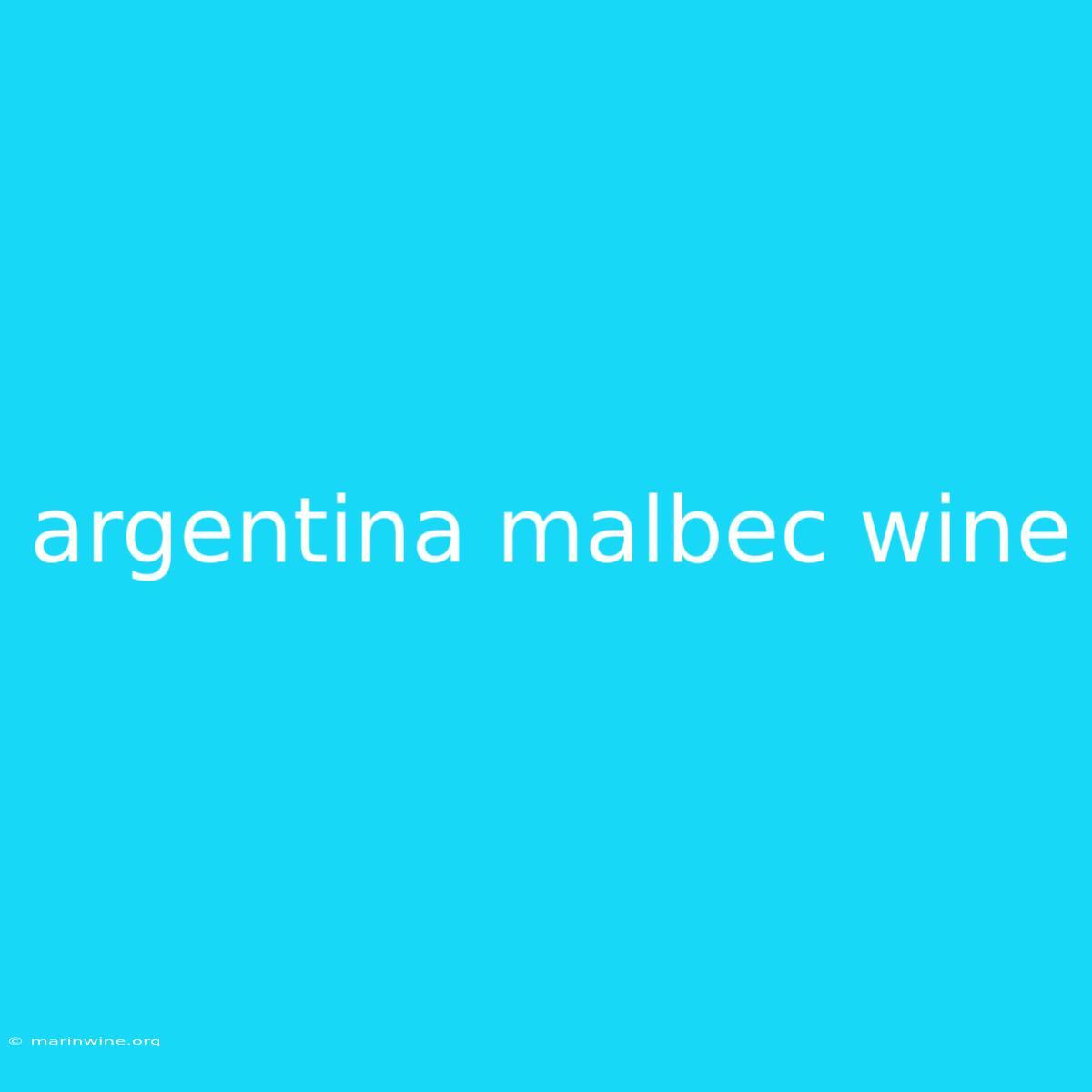 Argentina Malbec Wine