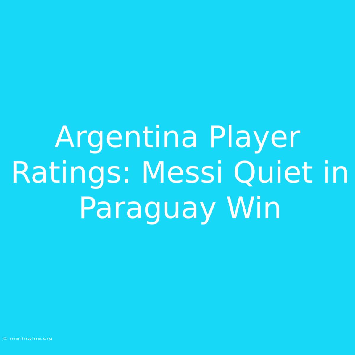 Argentina Player Ratings: Messi Quiet In Paraguay Win