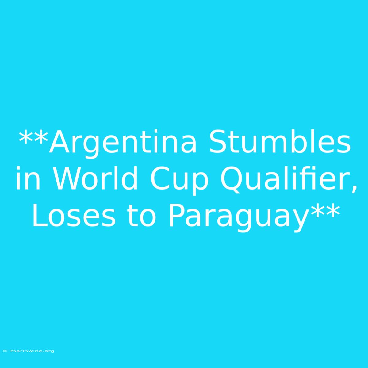 **Argentina Stumbles In World Cup Qualifier, Loses To Paraguay**