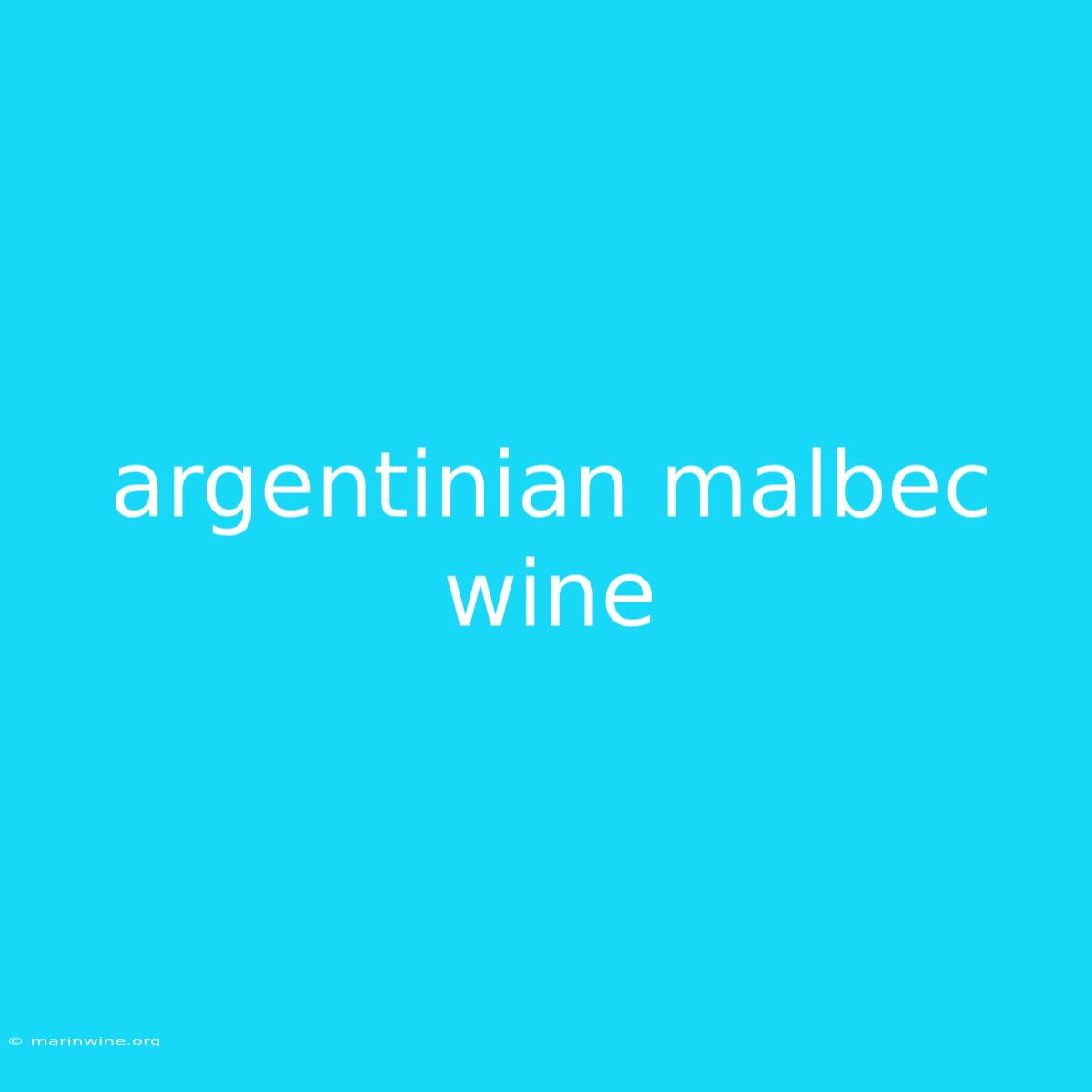 Argentinian Malbec Wine