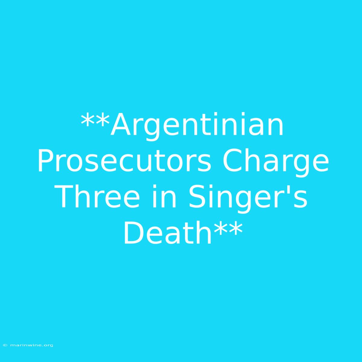 **Argentinian Prosecutors Charge Three In Singer's Death**