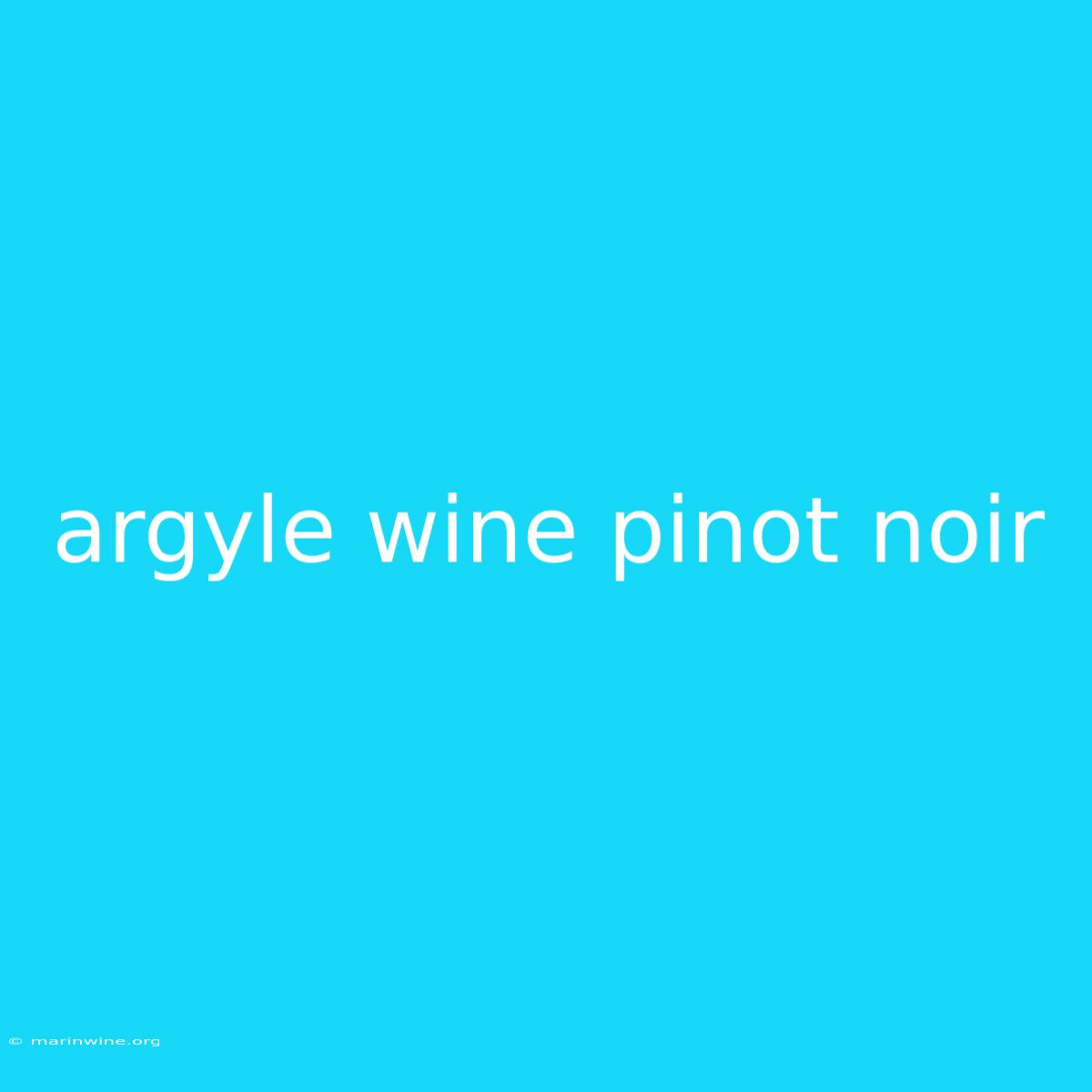 Argyle Wine Pinot Noir