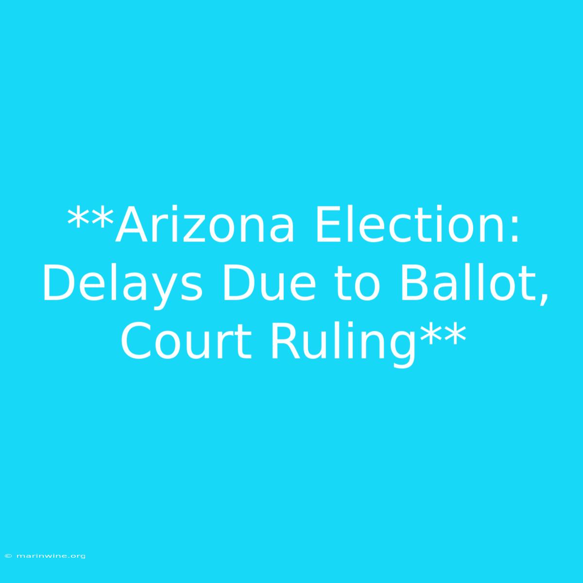 **Arizona Election: Delays Due To Ballot, Court Ruling** 