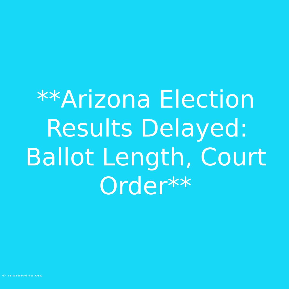 **Arizona Election Results Delayed: Ballot Length, Court Order** 