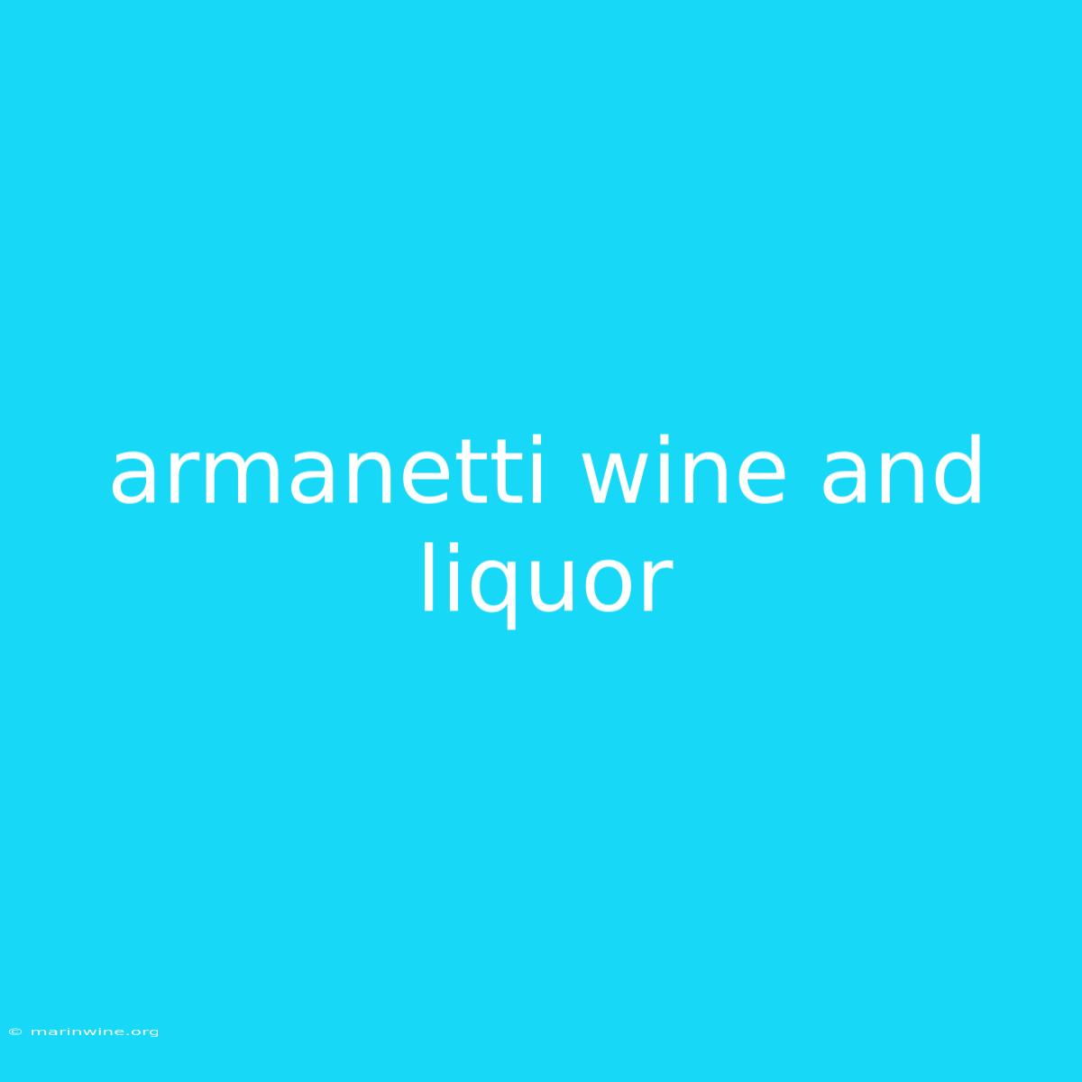 Armanetti Wine And Liquor