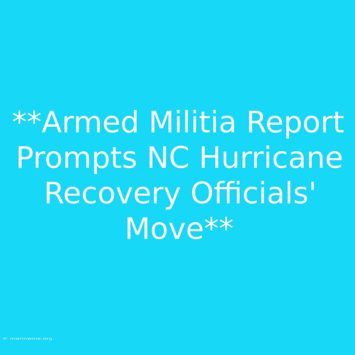 **Armed Militia Report Prompts NC Hurricane Recovery Officials' Move** 