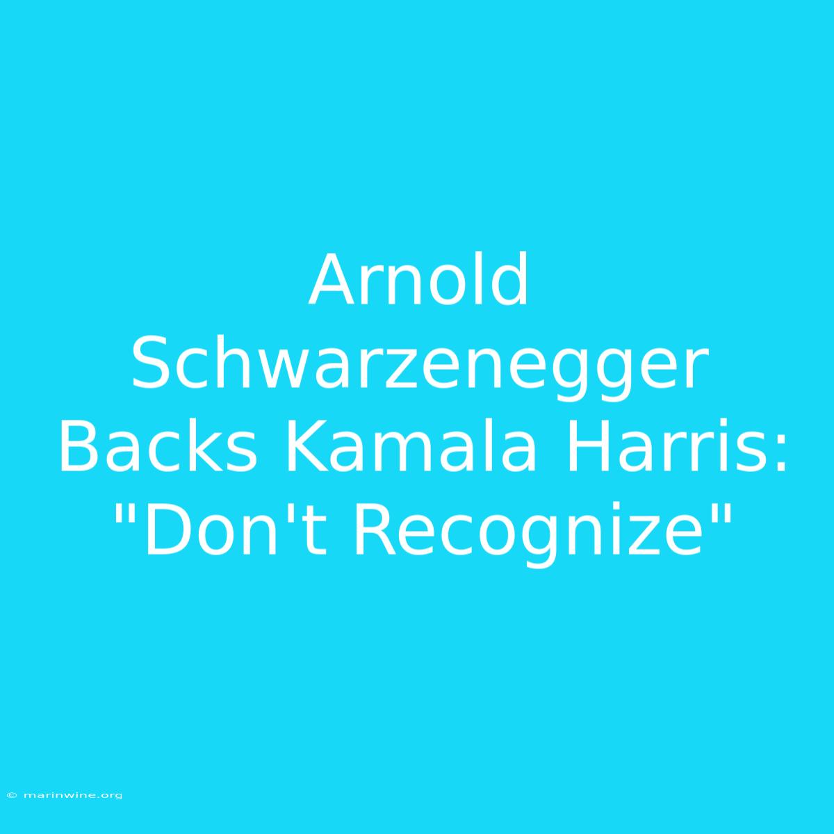 Arnold Schwarzenegger Backs Kamala Harris: 