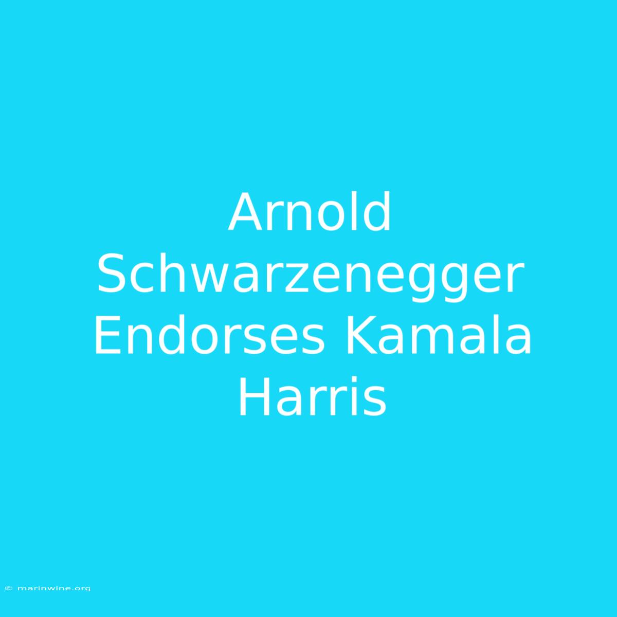 Arnold Schwarzenegger Endorses Kamala Harris 