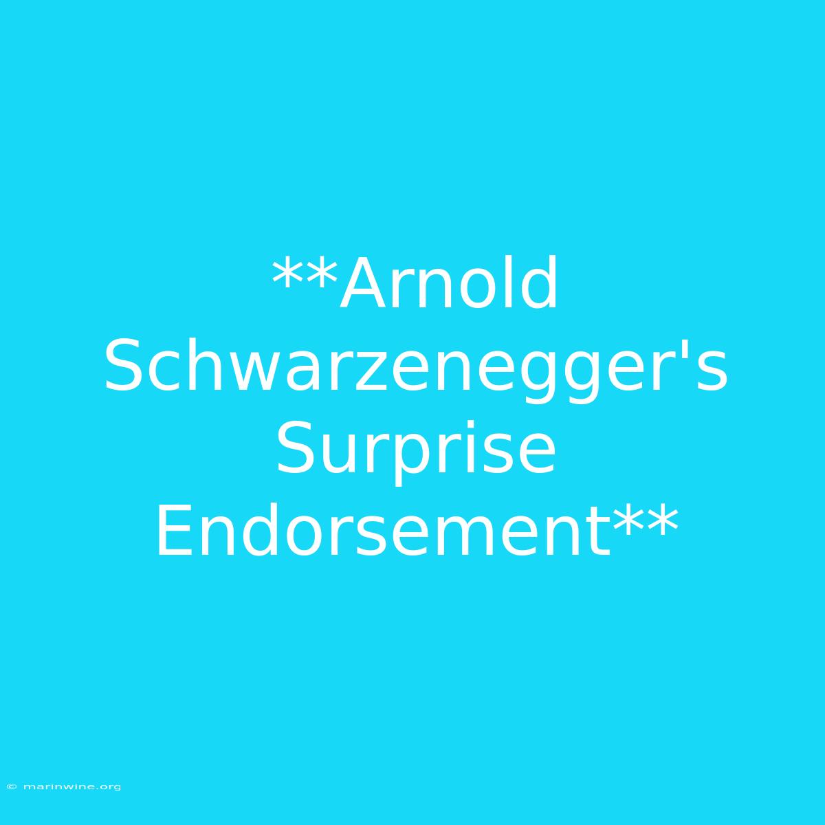 **Arnold Schwarzenegger's Surprise Endorsement**