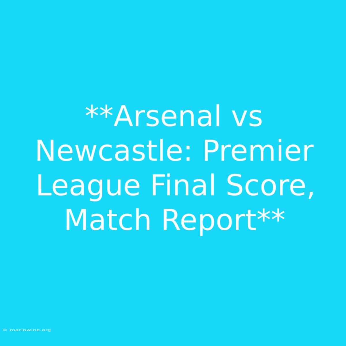 **Arsenal Vs Newcastle: Premier League Final Score, Match Report**