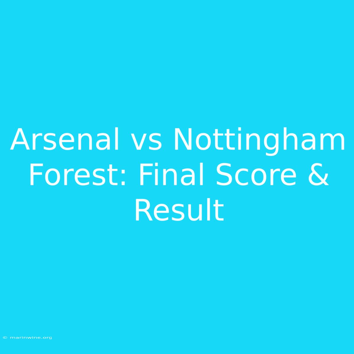 Arsenal Vs Nottingham Forest: Final Score & Result