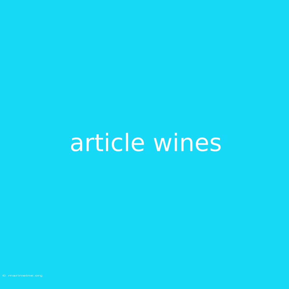 Article Wines