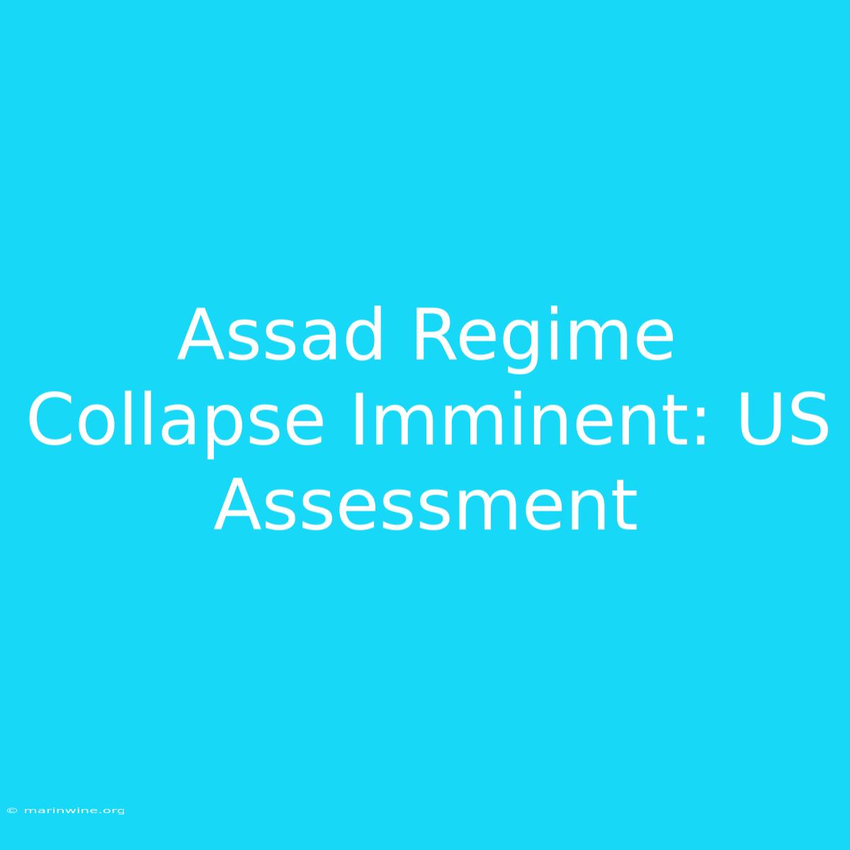 Assad Regime Collapse Imminent: US Assessment