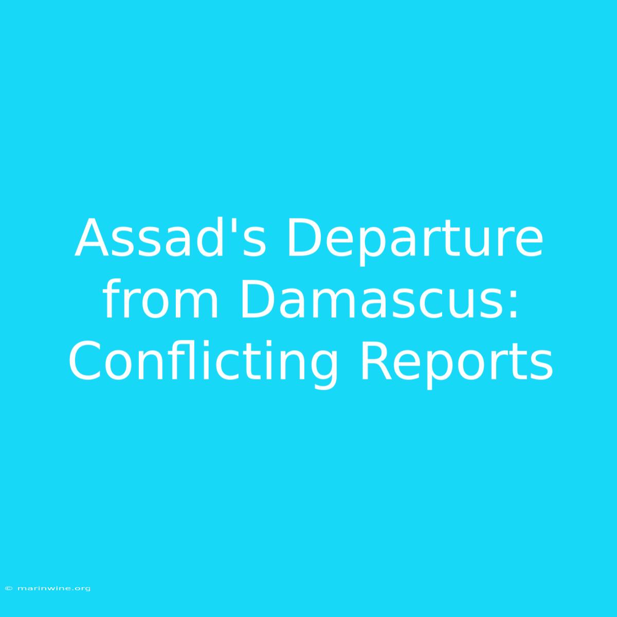 Assad's Departure From Damascus: Conflicting Reports