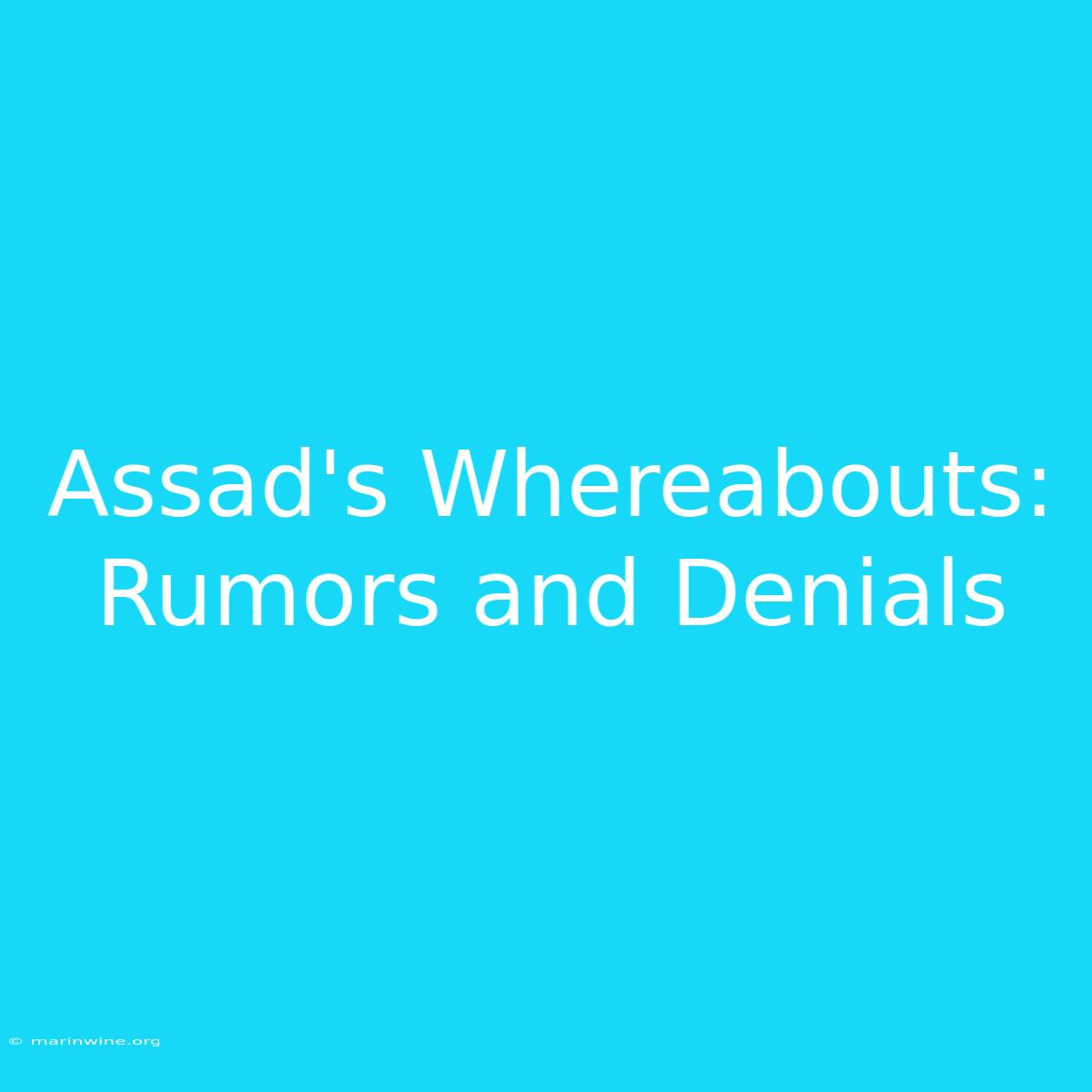 Assad's Whereabouts: Rumors And Denials