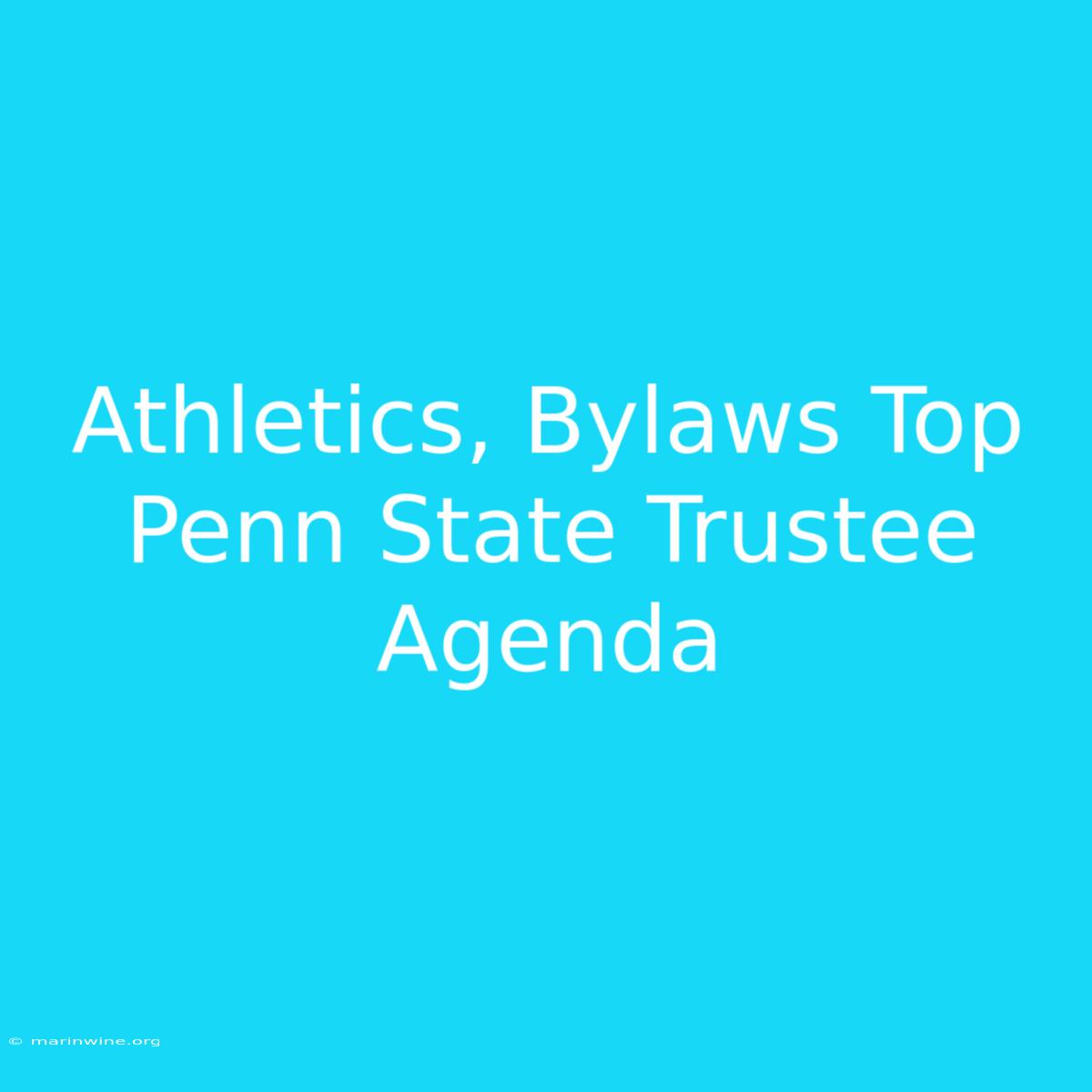 Athletics, Bylaws Top Penn State Trustee Agenda