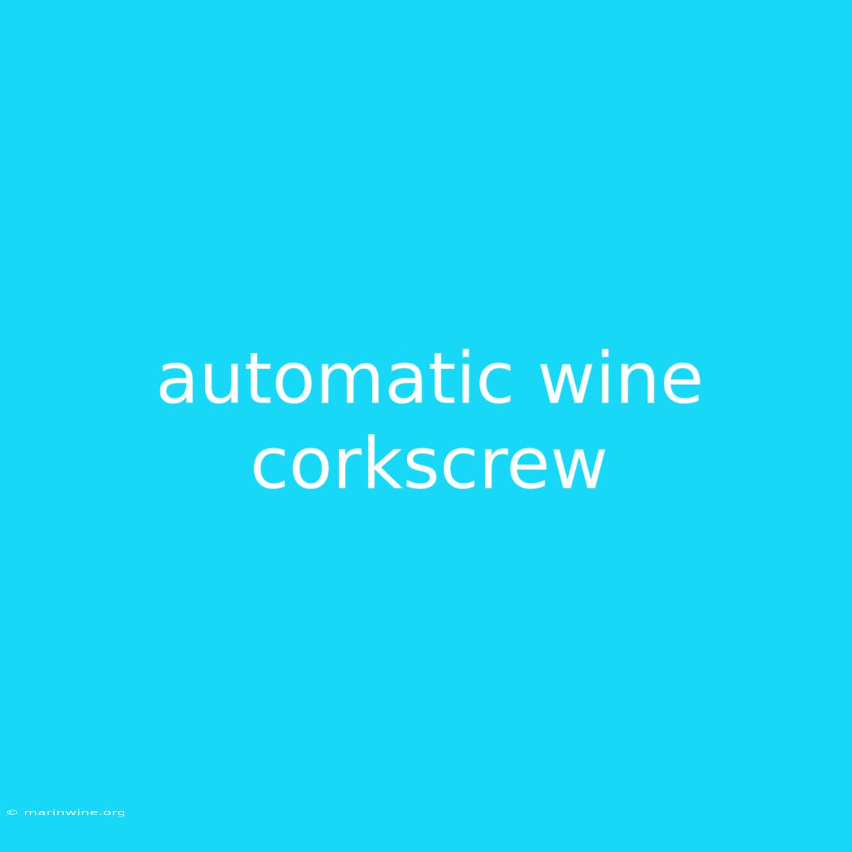 Automatic Wine Corkscrew