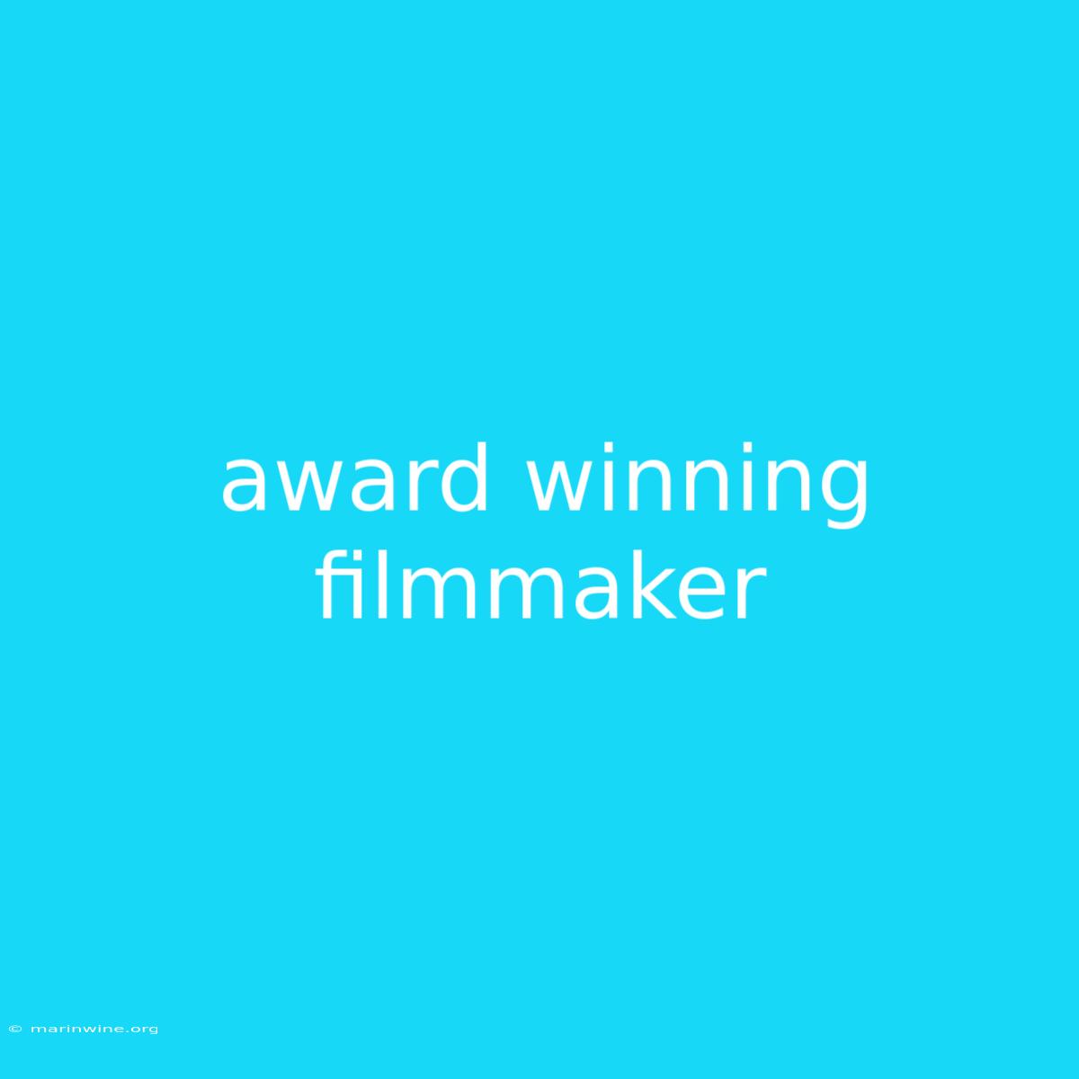 Award Winning Filmmaker