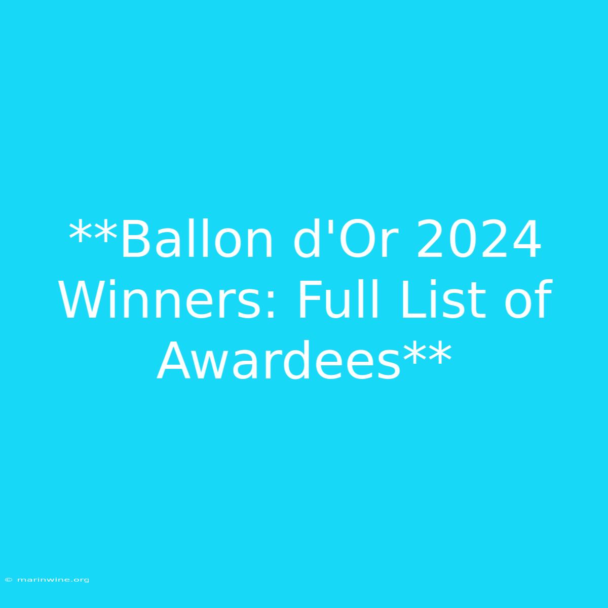 **Ballon D'Or 2024 Winners: Full List Of Awardees**