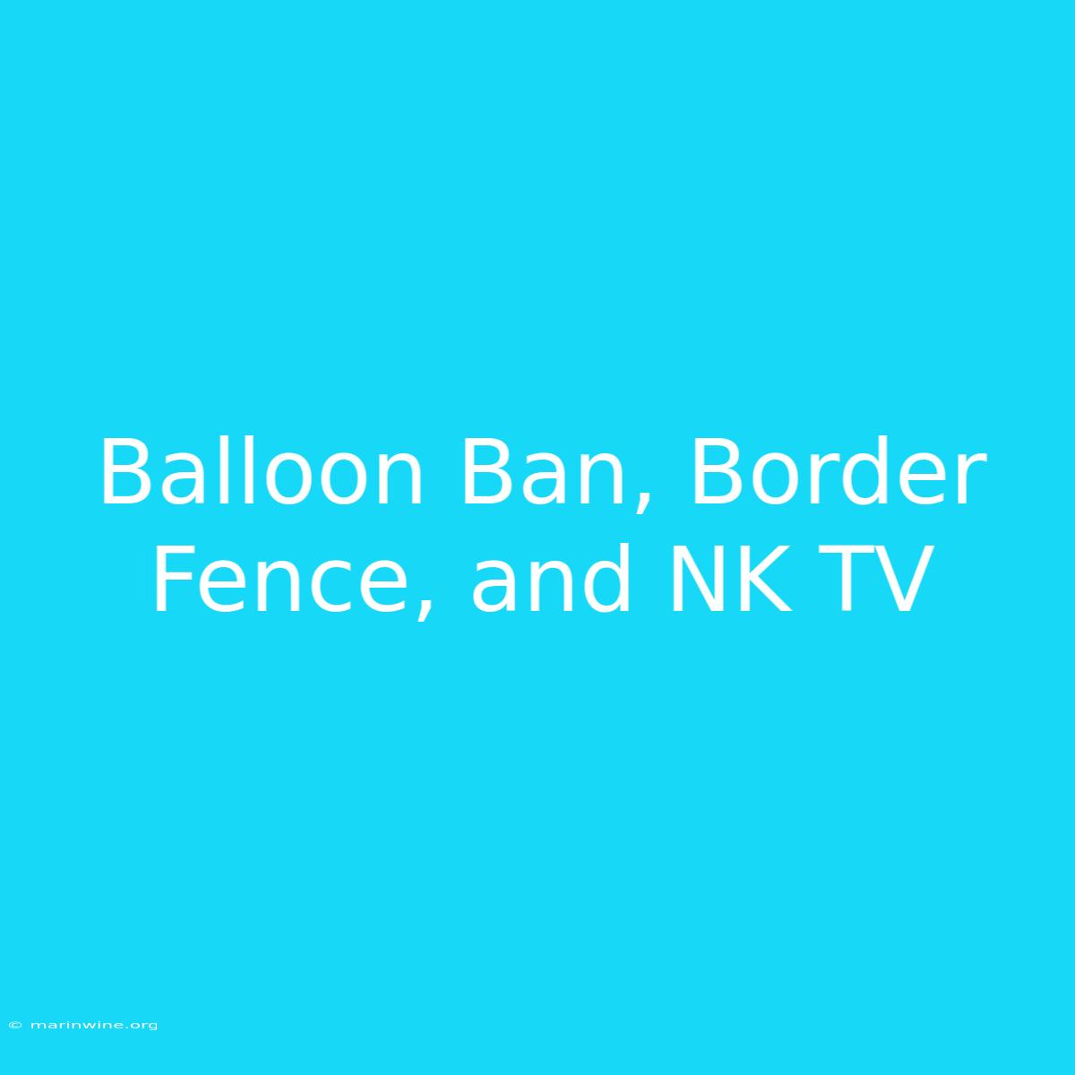 Balloon Ban, Border Fence, And NK TV