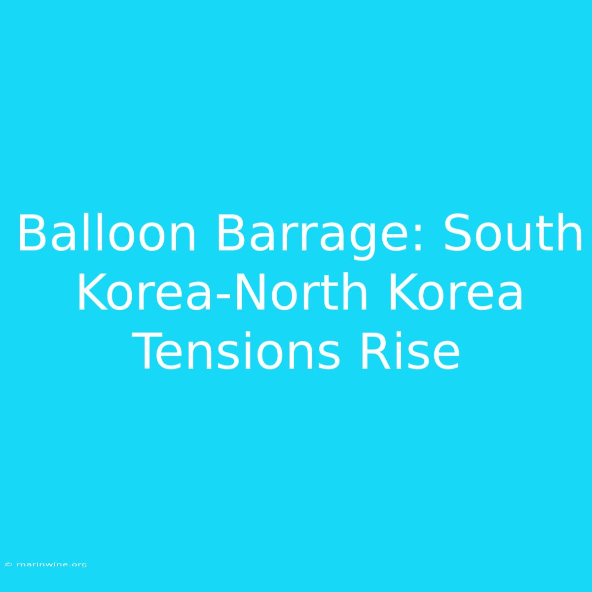 Balloon Barrage: South Korea-North Korea Tensions Rise