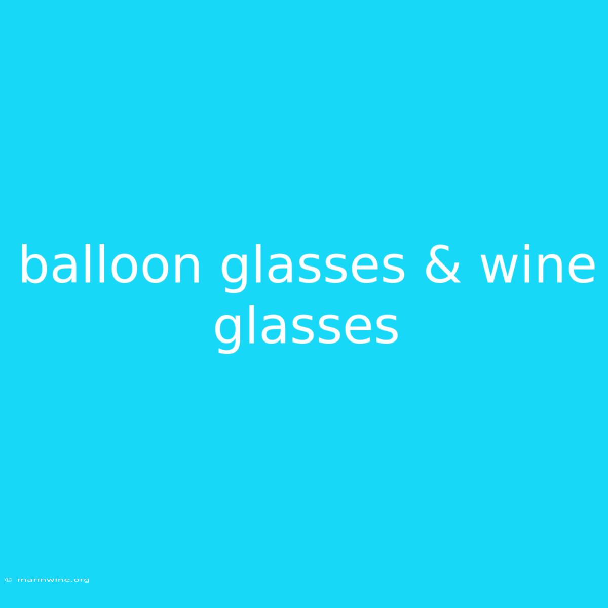 Balloon Glasses & Wine Glasses