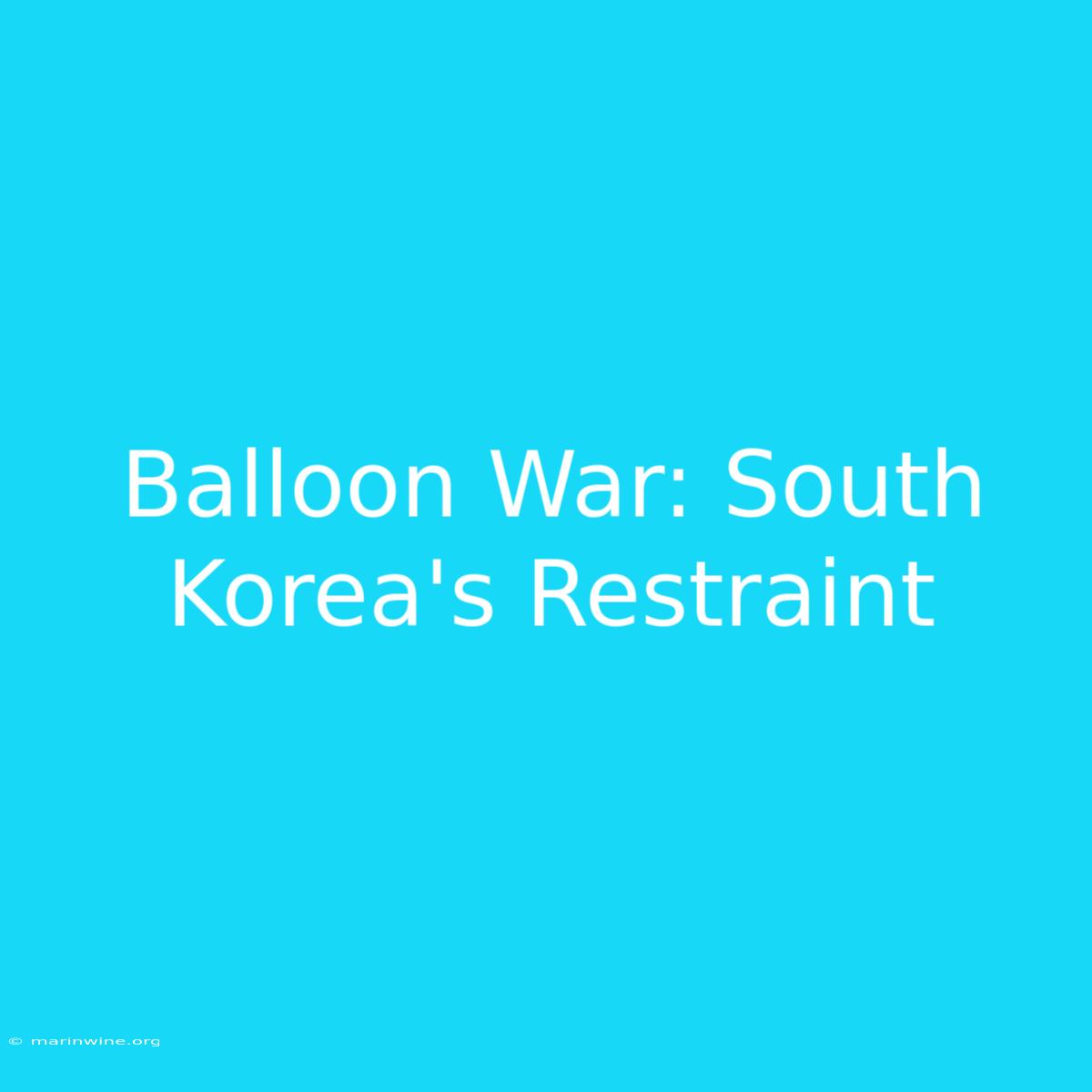 Balloon War: South Korea's Restraint