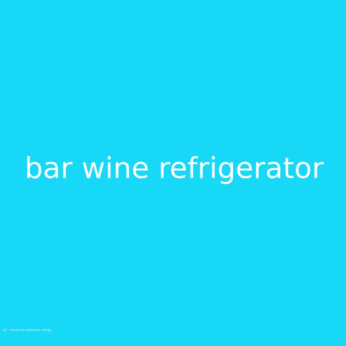 Bar Wine Refrigerator