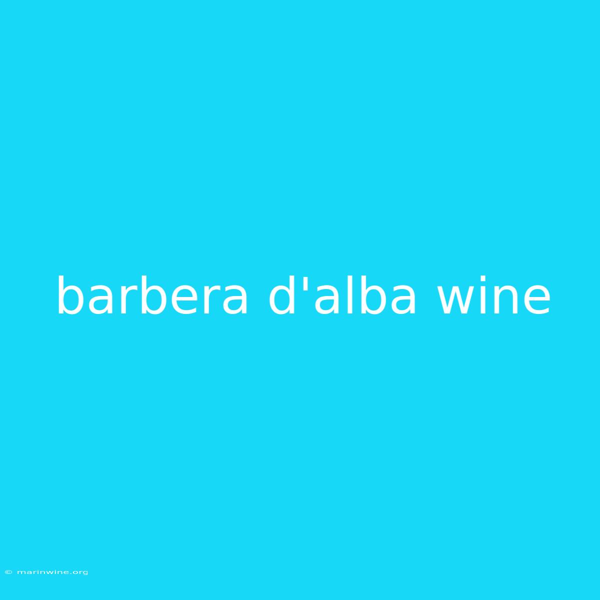 Barbera D'alba Wine