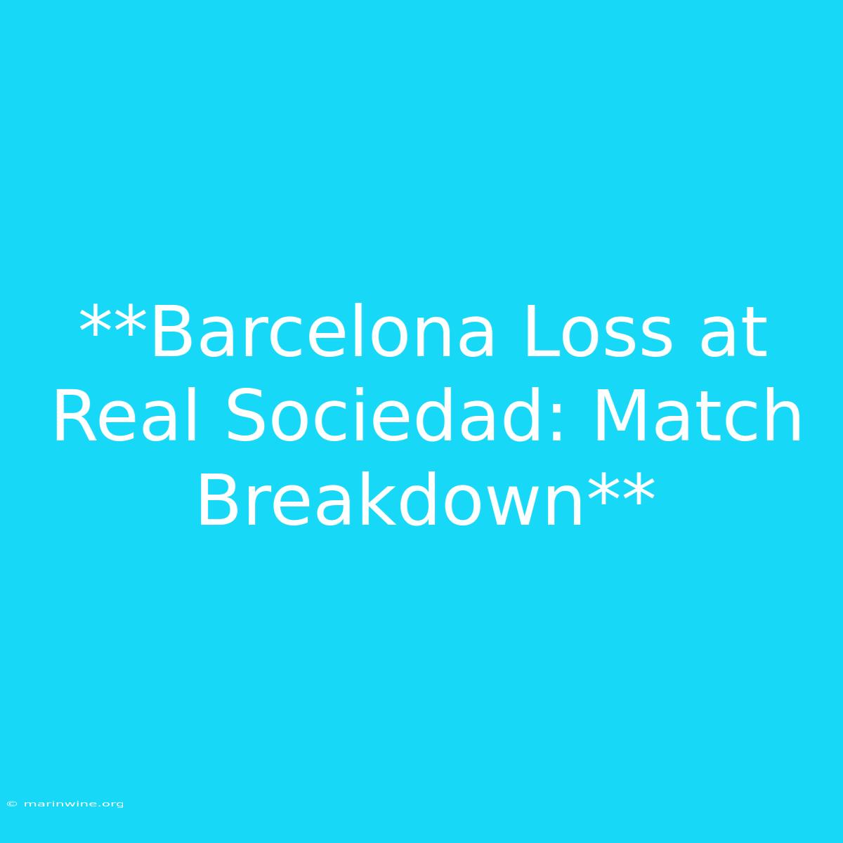 **Barcelona Loss At Real Sociedad: Match Breakdown**