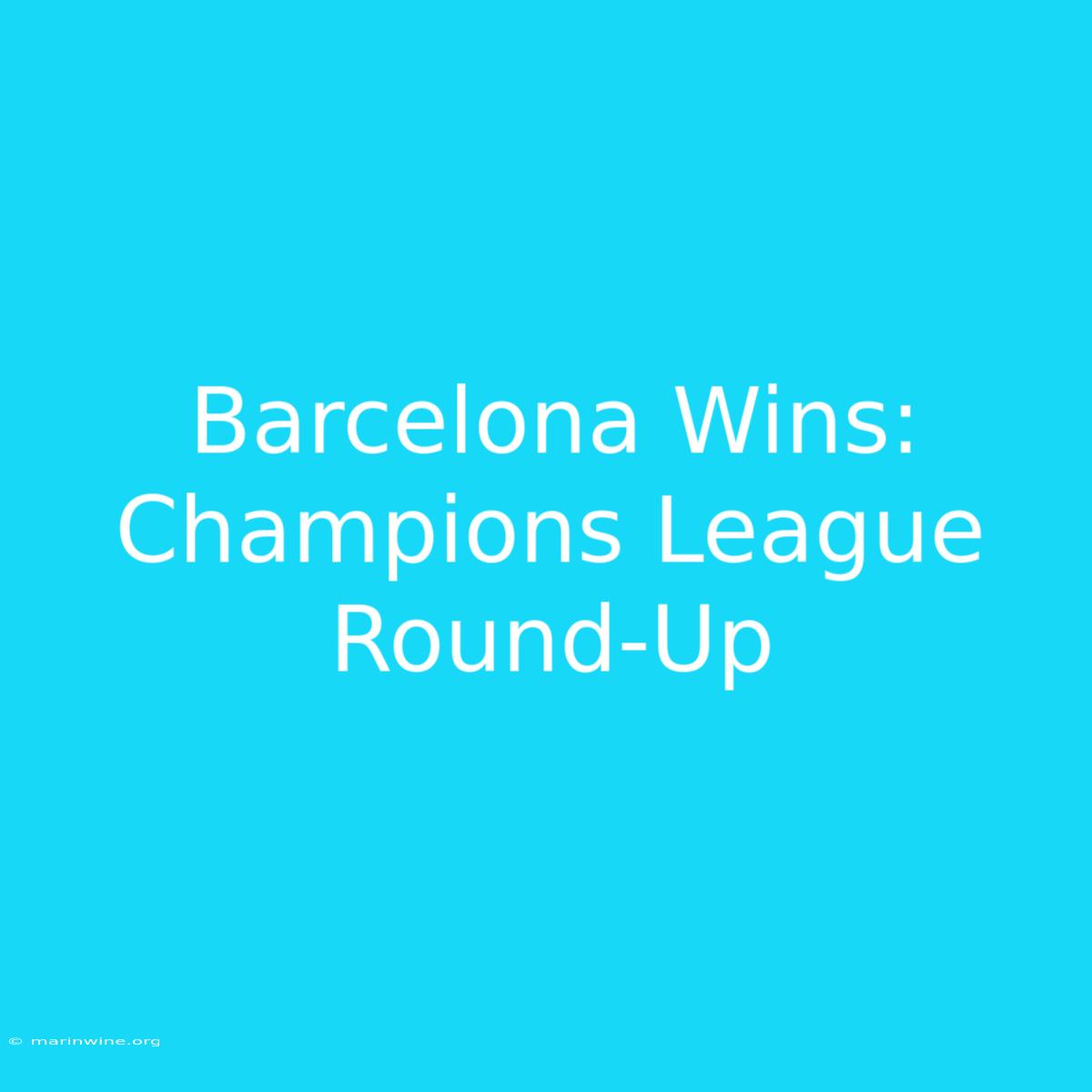 Barcelona Wins: Champions League Round-Up