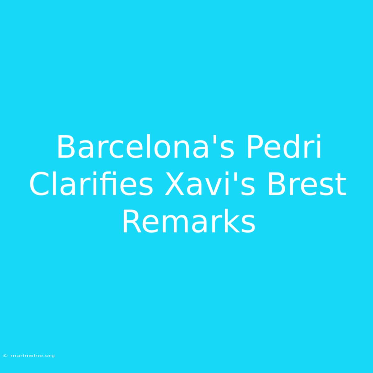 Barcelona's Pedri Clarifies Xavi's Brest Remarks