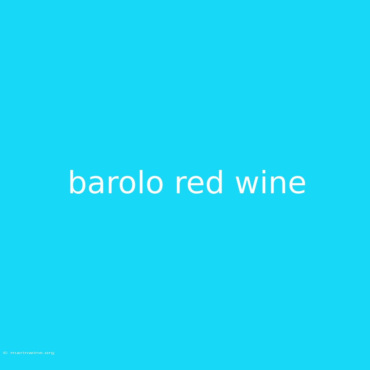 Barolo Red Wine