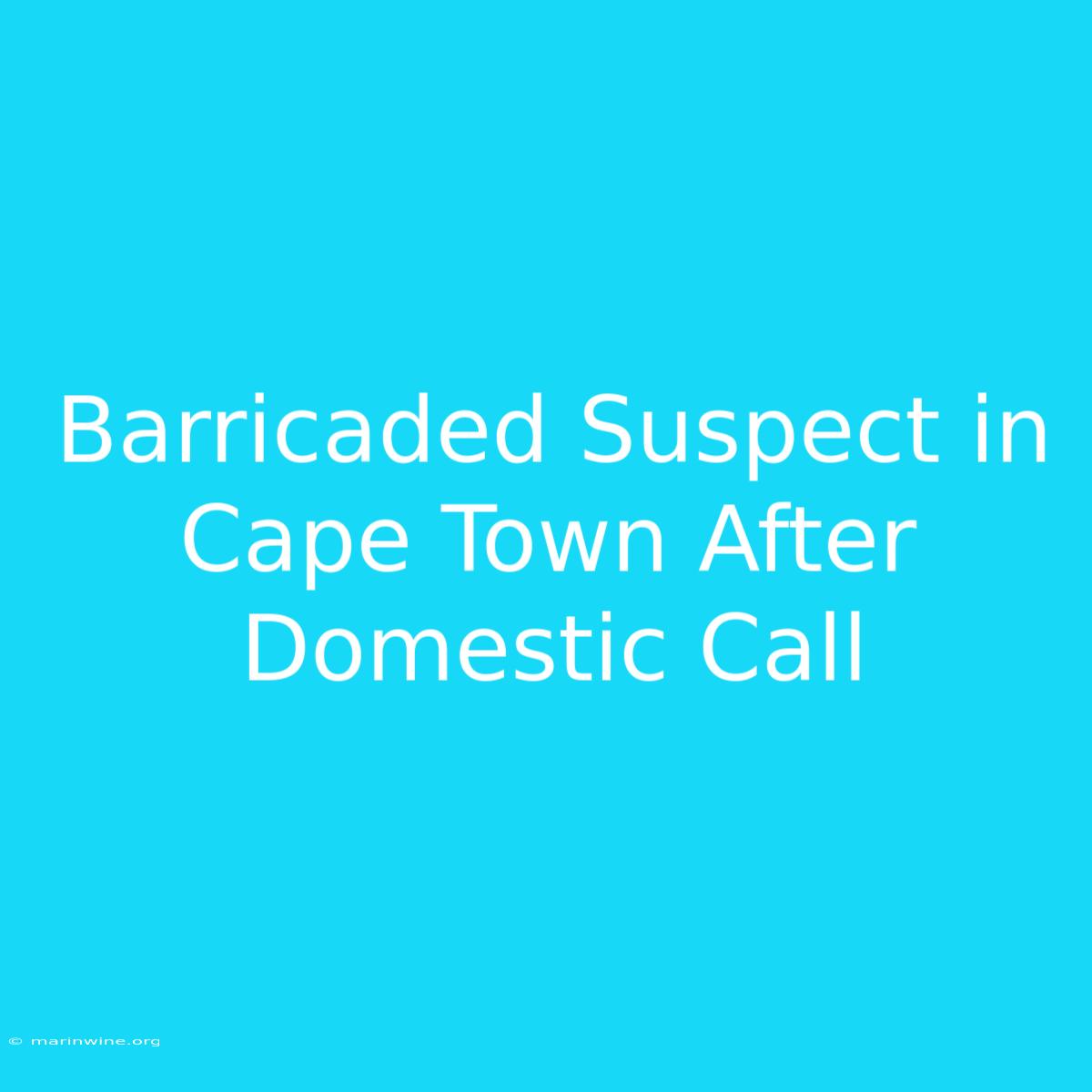 Barricaded Suspect In Cape Town After Domestic Call