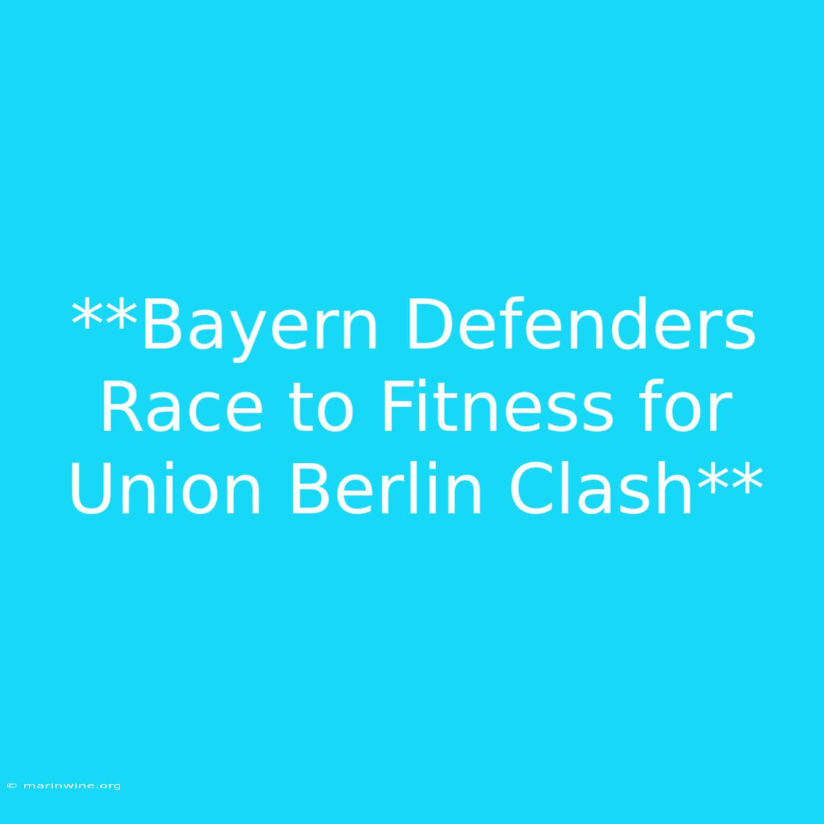 **Bayern Defenders Race To Fitness For Union Berlin Clash**