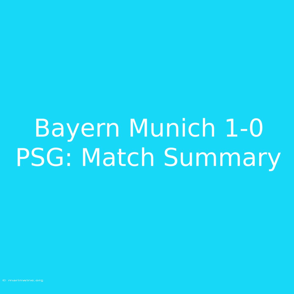 Bayern Munich 1-0 PSG: Match Summary