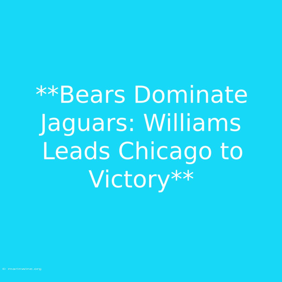 **Bears Dominate Jaguars: Williams Leads Chicago To Victory**