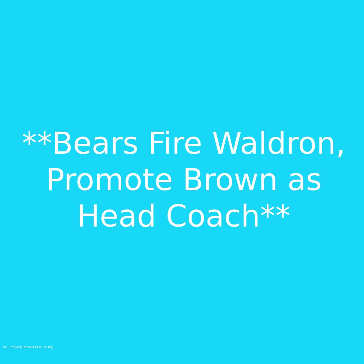 **Bears Fire Waldron, Promote Brown As Head Coach**