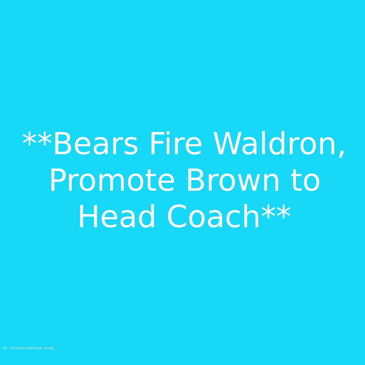 **Bears Fire Waldron, Promote Brown To Head Coach**